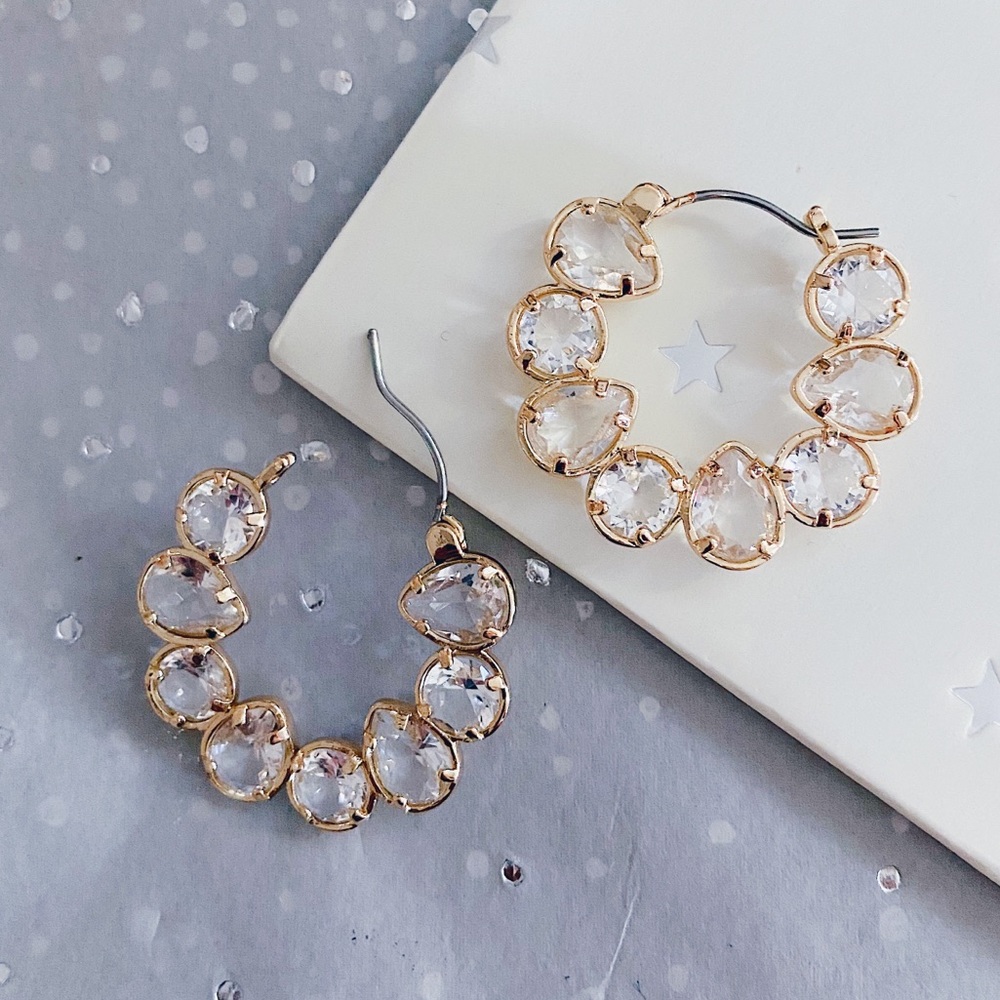 Anthropologie Margot Hoop Earrings Sparkly Gold - Picture 2 of 6